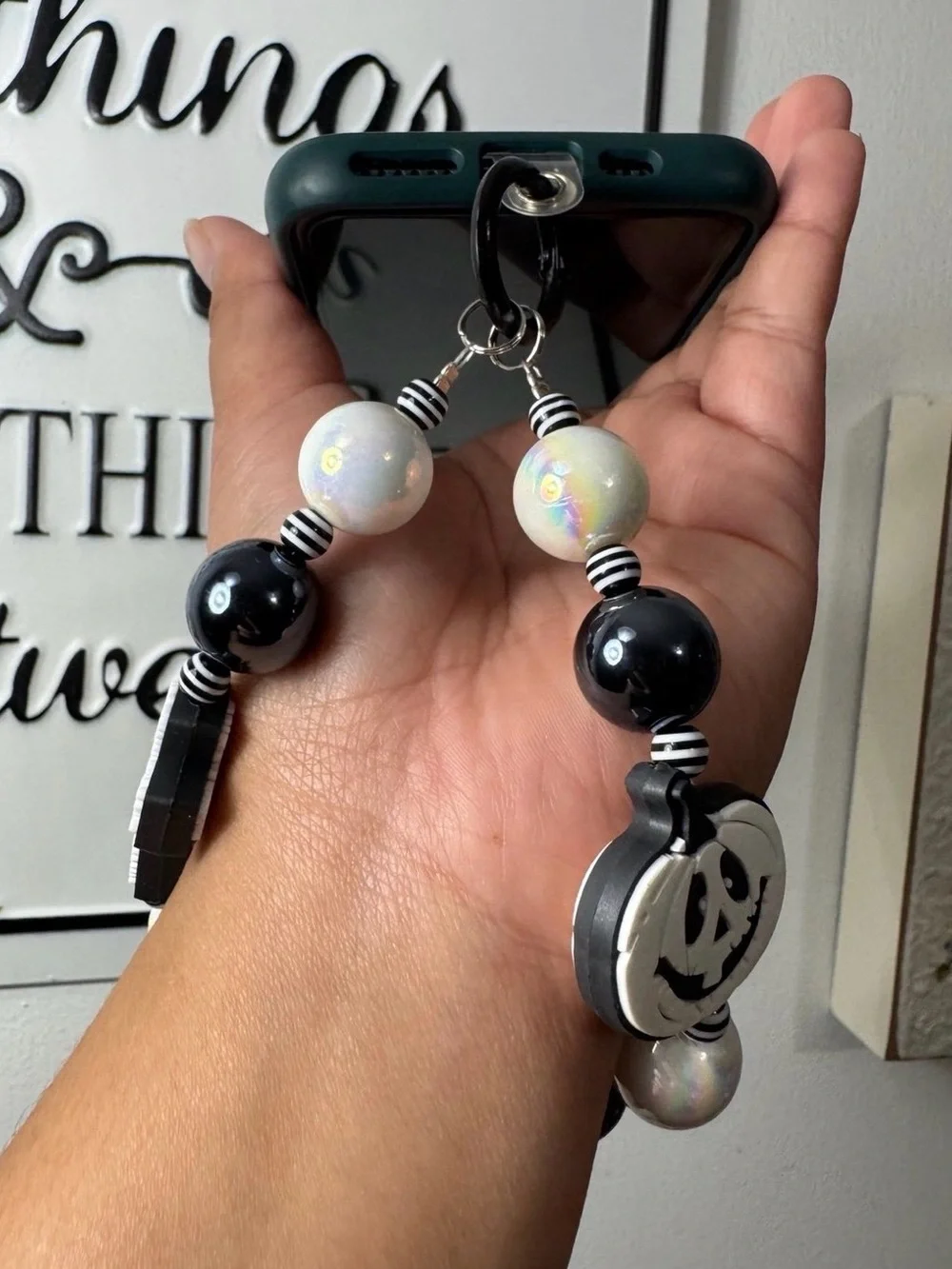 Halloween Pumpkin and Cross Charm Phone/Key/Bag Chain #P569